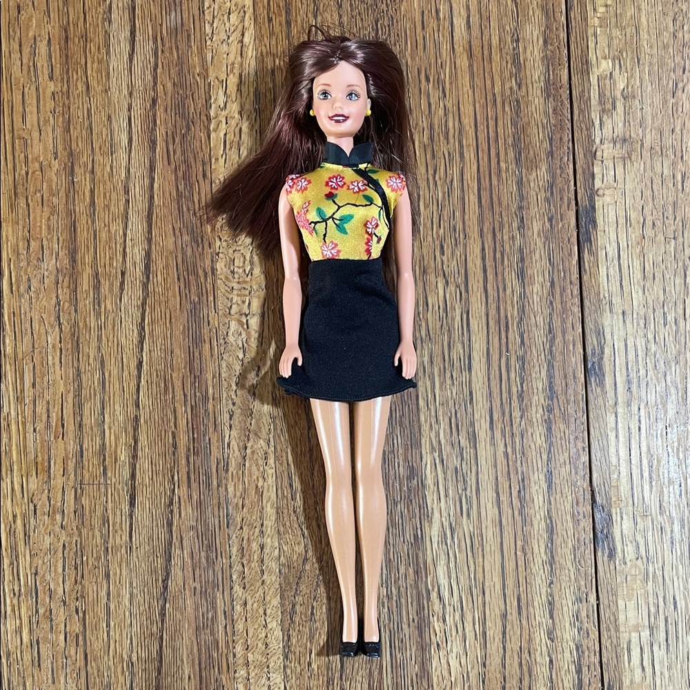 Barbie Doll with Black Dress and Floral Top